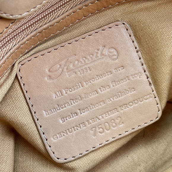 Vintage Fossil Tan Leather Basket Weave Short Strap Shoulder Bag - Picture 7 of 8